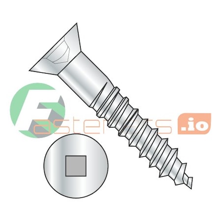 Newport Fasteners Wood Screw, #8, 2-1/2 in, Zinc Plated Steel Flat Head Square Drive, 1000 PK 620733